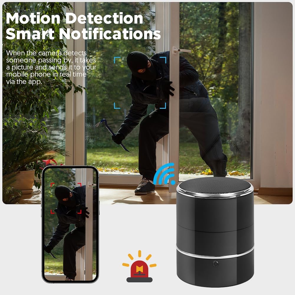 Bluetooth Speaker Camera with 240° Rotatable Lens