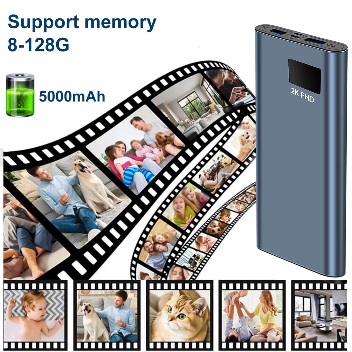 H8 2K HD Charging Power Bank Camera